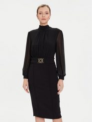 Rinascimento Sukienka koktajlowa CFC0126210003 Czarny Slim Fit. Czarne sukienki damskie Rinascimento, bez wzorów, z syntetyku, wizytowe, bez ramiączek. Za 589.99 zł.