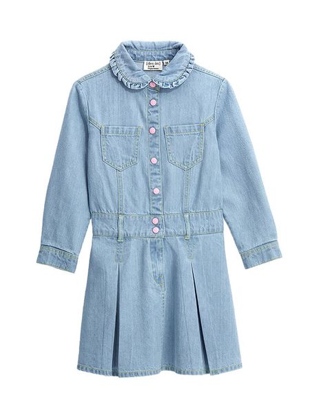 Original Marines Sukienka jeansowa DFP3007CF Niebieski Regular Fit. Niebieskie sukienki dziewczęce Original Marines, bez wzorów, z bawełny, bez ramiączek, proste. Za 129.99 zł.