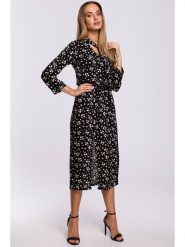 Made of emotion Sukienka w kolorze czarno-biało-zielonym rozmiar: S. Białe sukienki damskie Made Of Emotion, bez wzorów, z wiskozy, bez ramiączek. Za 70.08 zł.