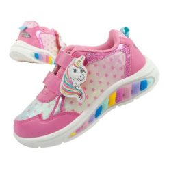 Buty sportowe Leomil LE000225 różowe. Czerwone buty sportowe dziewczęce z materiału, bez zapięcia. Za 242.91 zł.