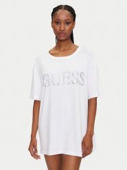 Guess T-Shirt E5GI07 K68D2 Biały Regular Fit. Białe t-shirty damskie Guess, xs, z aplikacjami, z wiskozy, bez kołnierzyka. Za 119.99 zł.