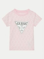 Guess T-Shirt K5RI15 K6YW4 Różowy Regular Fit. Czerwone koszulki i t-shirty dziewczęce Guess, z aplikacjami, z bawełny, bez kołnierzyka, bez ramiączek. Za 79.99 zł.