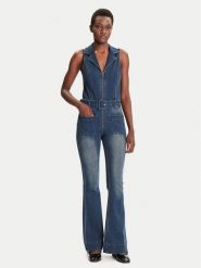 Desigual Kombinezon Glenn 25WWDD07 Granatowy Regular Fit. Niebieskie sukienki damskie Desigual, bez wzorów, z bawełny, bez ramiączek. Za 639.99 zł.