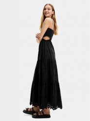 Desigual Sukienka letnia Malver 24SWVW12 Czarny Regular Fit. Czarne sukienki damskie Desigual, bez wzorów, z bawełny, bez ramiączek. Za 399.99 zł.