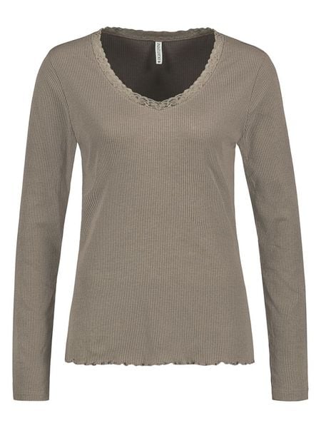 Eight2Nine Koszulka w kolorze szarobrązowym rozmiar: L. Brązowe koszulki damskie Eight2Nine, l, bez wzorów, z koronki, bez kołnierzyka, bez ramiączek. Za 43.99 zł.