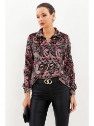 Milan Kiss Koszula - Comfort fit - w kolorze czarnym ze wzorem rozmiar: S. Czarne koszule damskie Milan Kiss, s, bez wzorów, bez kołnierzyka, bez ramiączek. Za 96.60 zł.