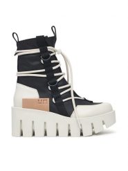 United Nude Trzewiki Grip Desert LO 11034510165 Czarny. Czarne botki damskie United Nude, ze skóry, bez obcasa, na koturnie, bez zapięcia. Za 1,579.00 zł.