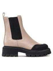 Lasocki Sztyblety RST-BONN-02 Beżowy. Brązowe botki damskie Lasocki, ze skóry, bez obcasa, na słupku, bez zapięcia. Za 299.99 zł.