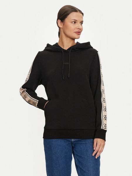 Guess Bluza V4YQ11 KB3P2 Czarny Regular Fit. Czarne bluzy damskie Guess, m, z aplikacjami, z bawełny, bez kaptura. Za 279.99 zł.