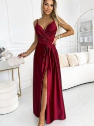 Sukienka Model Juliet 512-6 Bordo - Numoco. Czerwone sukienki damskie NUMOCO, z aplikacjami, z elastanu, eleganckie, bez ramiączek. Za 485.92 zł.