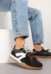 Czarno-Białe Sneakersy w Stylu Kultowych Tenisówek z Podwójnymi Sznurówkami Nilaviela. Czarne obuwie sportowe damskie Renee, z jeansu, bez zapięcia, tenisowe. Za 79.99 zł.