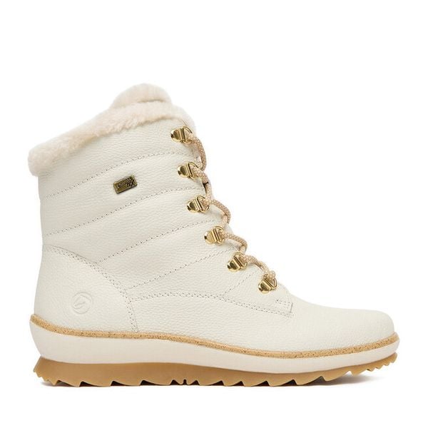 Trzewiki Remonte. Białe botki damskie Remonte, bez obcasa, na płaskiej podeszwie, bez zapięcia. Za 359.99 zł.