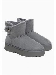 ISLAND BOOT Botki zimowe "Catalina" w kolorze szarym rozmiar: 37. Szare botki damskie Island Boot, na zimę, z materiału, bez obcasa, bez zapięcia. Za 194.95 zł.