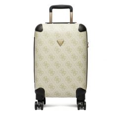 Walizka kabinowa Guess. Brązowe walizki Guess, z aplikacjami. Za 829.99 zł.