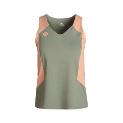 Koszulka Texas Padel – elastyczna, oddychająca i szybkoschnąca. Zielone bluzki damskie Izas, bez wzorów, z materiału, sportowe, bez kołnierzyka, bez ramiączek. Za 182.57 zł.