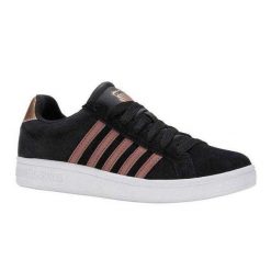 Trampki Damskie Skóra Court Tiebreak. Czarne trampki damskie K-SWISS, bez wzorów, z gumy, bez zapięcia. Za 169.00 zł.