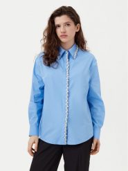 Motivi Koszula 5356W000379N Niebieski Relaxed Fit. Niebieskie koszule damskie Motivi, bez wzorów, z bawełny, bez kołnierzyka, bez ramiączek. W wyprzedaży za 199.99 zł.