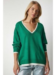 Happiness Istanbul Sweter w kolorze zielonym rozmiar: onesize. Zielone swetry klasyczne damskie Happiness Istanbul, ze splotem, bez kołnierzyka. Za 83.22 zł.