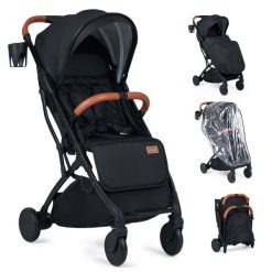 Składany wózek spacerowy z osłoną przeciwdeszczową. Brązowe akcesoria do wózków Costway. Za 369.00 zł.