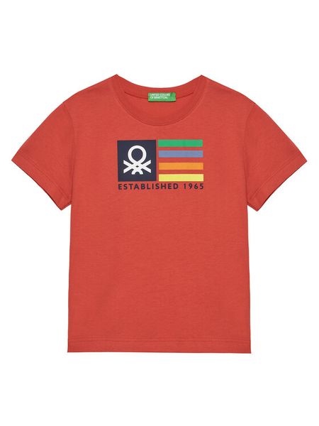 United Colors Of Benetton T-Shirt 3I1XG10HT Czerwony Regular Fit. Czerwone t-shirty i koszulki chłopięce United Colors Of Benetton, bez wzorów, z bawełny, bez kołnierzyka, bez ramiączek. Za 24.99 zł.