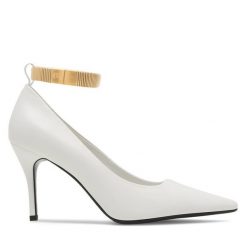 Szpilki GINO ROSSI. Białe szpilki damskie Gino Rossi, bez wzorów, bez obcasa, na szpilce, bez zapięcia. Za 379.99 zł.