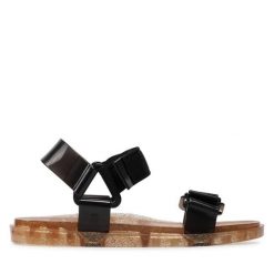 Sandały Melissa. Czarne sandały damskie Melissa, bez wzorów, bez obcasa, na płaskiej podeszwie, bez zapięcia. Za 271.99 zł.