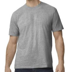 Koszulka Dla Dorosłych Unisex Polycotton Midweight T-shirt. Szare bluzki damskie GILDAN, xl, bez wzorów, bez kołnierzyka, bez ramiączek. Za 56.99 zł.