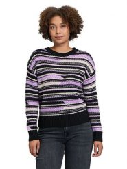 BETTY & CO Sweter w kolorze fioletowo-czarno-kremowym rozmiar: 38. Czarne swetry klasyczne damskie Betty & Co, z wełny, bez kołnierzyka. Za 126.75 zł.