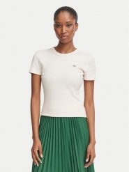 Lacoste T-Shirt TF5538 Różowy jasny Slim Fit. Czerwone t-shirty damskie Lacoste, bez wzorów, z bawełny, bez kołnierzyka. Za 329.99 zł.
