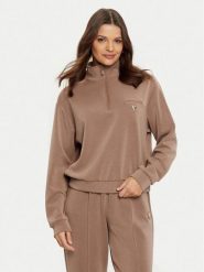 Guess Bluza V5RQ10 KCAY2 Brązowy Regular Fit. Brązowe bluzy damskie Guess, l, z aplikacjami, z syntetyku, bez kaptura. Za 229.99 zł.