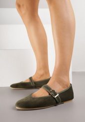 Zielone Balerinki w Stylu Mary Jane Urifiel. Zielone balerinki damskie Born2be, bez wzorów, z jeansu. Za 59.99 zł.