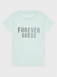 Guess T-Shirt K3RI05 K6YW3 Niebieski Regular Fit. Niebieskie koszulki i t-shirty dziewczęce Guess, z aplikacjami, z bawełny, bez kołnierzyka, bez ramiączek. Za 59.99 zł.