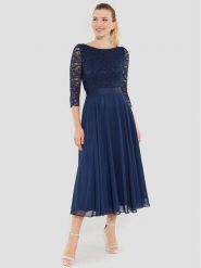 Swing Sukienka koktajlowa 77761710 Granatowy Regular Fit. Niebieskie sukienki damskie Swing, bez wzorów, z syntetyku, wizytowe, bez ramiączek. Za 569.99 zł.