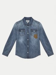 Guess Koszula jeansowa L5RH00 D4UE0 Granatowy Regular Fit. Niebieskie koszule chłopięce Guess, z aplikacjami, z bawełny, bez kołnierzyka, bez ramiączek. Za 179.99 zł.