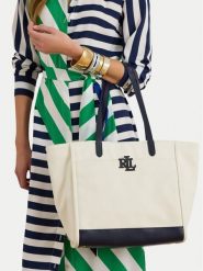 LAUREN RALPH LAUREN Torebka 431982234002 Écru. Shopper bag Lauren Ralph Lauren, bez wzorów, z materiału, bez dodatków. Za 1,299.00 zł.