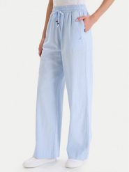 Nautica Spodnie materiałowe W126-NALTR-1020-23X Błękitny Wide Leg. Niebieskie spodnie materiałowe damskie Nautica, bez wzorów, ze lnu. Za 149.99 zł.