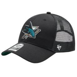 Czapka z daszkiem dla dorosłych 47 NHL San Jose Sharks Branson Cap. Czarne czapki z daszkiem damskie 47 Brand, bez wzorów, z bawełny. Za 99.99 zł.