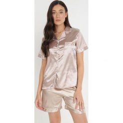 Beżowy 2-Częściowy Komplet Piżamowy Ismaea. Brązowe komplety bielizny Born2be, z aplikacjami, z satyny, bez ramiączek. Za 39.99 zł.