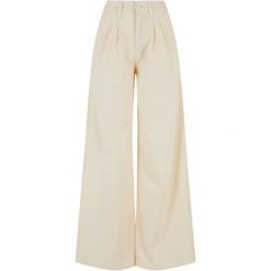 Spodnie Damskie Organiczna Bawełna Plisy. Brązowe spodnie dresowe damskie Urban Classics, bez wzorów, z bawełny. Za 153.99 zł.