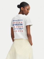 Tommy Jeans T-Shirt DW0DW23481 Biały Regular Fit. Białe t-shirty damskie Tommy Jeans, s, bez wzorów, z bawełny, bez kołnierzyka. Za 189.99 zł.