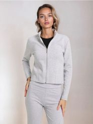 Bluza bomberka - szary. Szare bluzy damskie Sinsay, l, bez wzorów, bez kaptura. Za 49.99 zł.