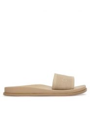 Calvin Klein Klapki City Sandal Mule Webbing HW0HW02887 Beżowy. Brązowe klapki damskie Calvin Klein, bez wzorów, z materiału, bez obcasa, bez zapięcia. Za 359.99 zł.