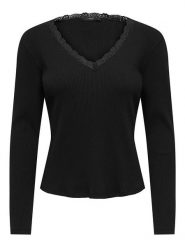 ONLY Koszulka w kolorze czarnym rozmiar: L. Czarne bluzki damskie Only, l, bez wzorów, z koronki, bez kołnierzyka, bez ramiączek. Za 51.95 zł.