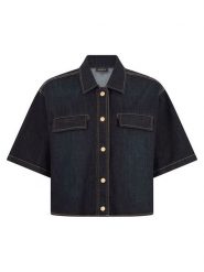 APART Bluzka dżinsowa w kolorze granatowym rozmiar: 36/38. Niebieskie bluzki damskie Apart, bez wzorów, bez kołnierzyka, bez ramiączek. Za 249.95 zł.