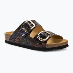 Klapki damskie Scholl Noelle Texf. Czarne klapki damskie Scholl, bez wzorów, z materiału, bez obcasa, bez zapięcia. Za 289.99 zł.