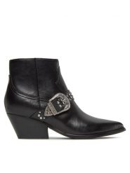 Guess Botki Hermine FL7HRM LEA10 Czarny. Czarne botki damskie Guess, ze skóry, bez obcasa, na słupku, bez zapięcia. Za 889.99 zł.