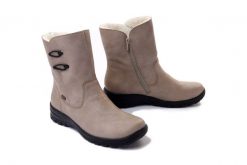 RIEKER TEX Z7172-62 beige, botki damskie. Brązowe botki damskie Rieker, na zimę, z wełny, bez obcasa, na koturnie, bez zapięcia. Za 359.90 zł.