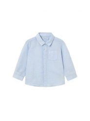 Mayoral Koszula 1118 Błękitny Regular Fit. Niebieskie koszule chłopięce Mayoral, bez wzorów, z bawełny, bez kołnierzyka, bez ramiączek. Za 99.99 zł.