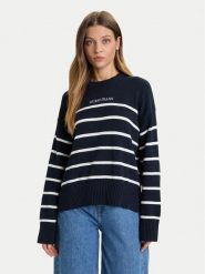 Guess Jeans Sweter W5BR03 Z3HM1 Granatowy Relaxed Fit. Niebieskie swetry klasyczne damskie Guess Jeans, xxl, z bawełny, bez kołnierzyka. Za 272.30 zł.