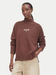 Guess Jeans Sweter W6BR09 Z1252 Brązowy Relaxed Fit. Brązowe swetry klasyczne damskie Guess Jeans, xxl, z bawełny, bez kołnierzyka. Za 389.99 zł.
